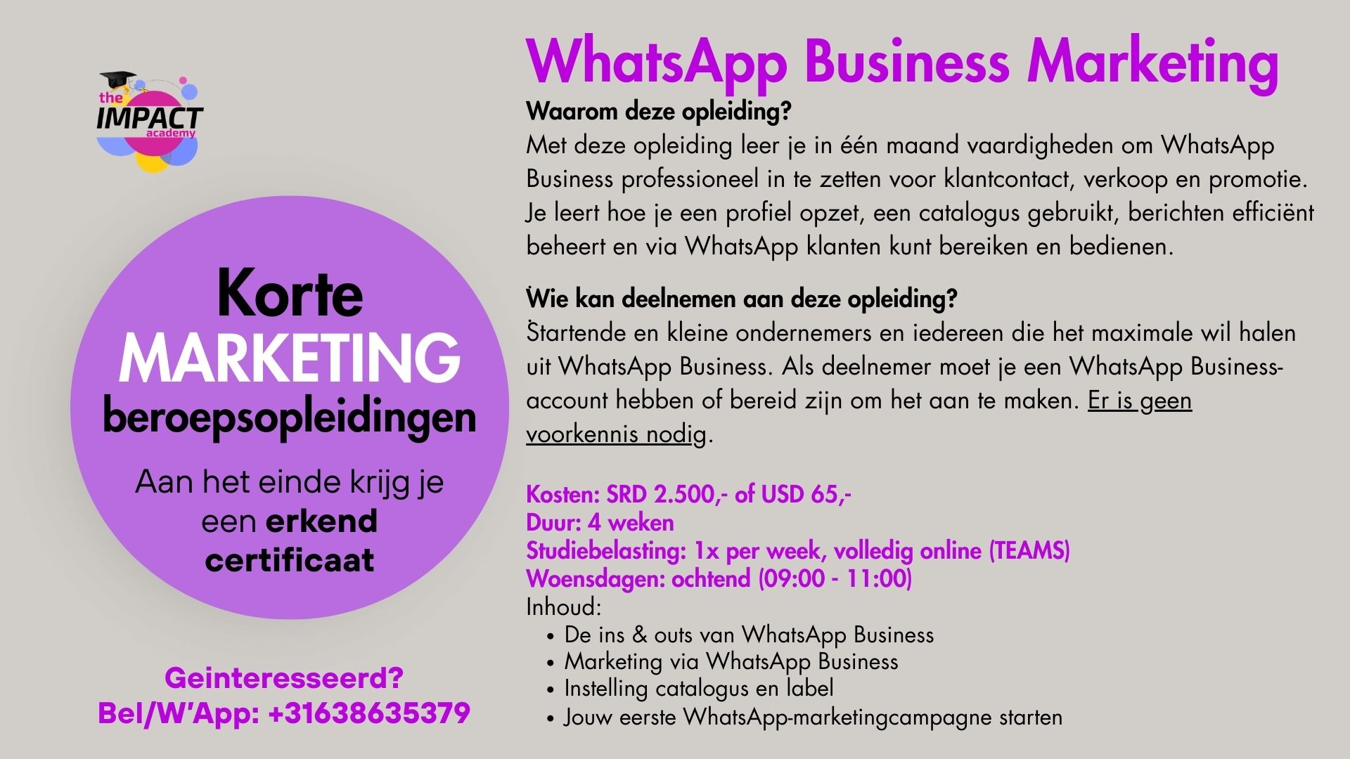 Opleiding WhatsApp Buisness